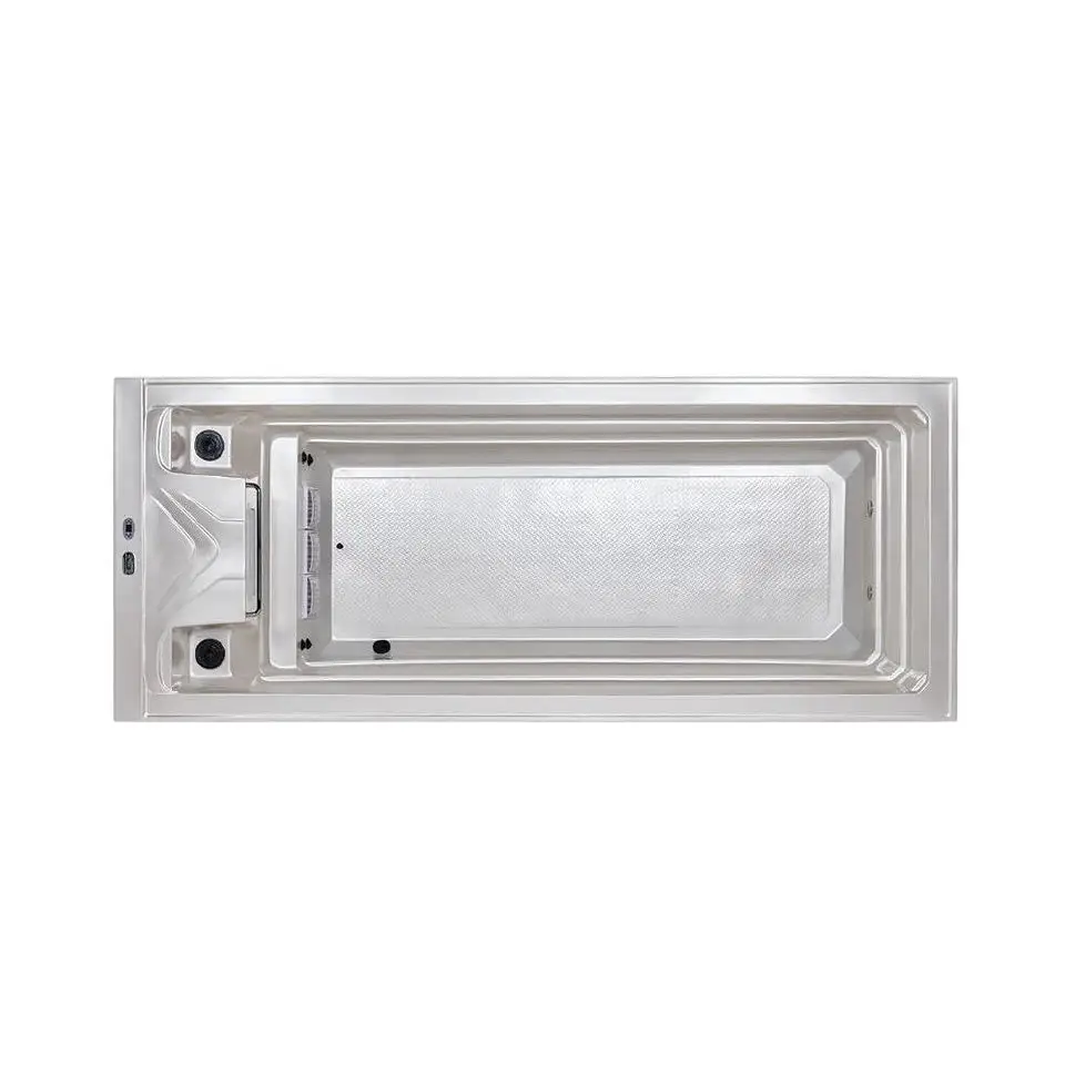 Silver PassionSpa Turbine 7 lyxig swim spa med rektangulär form, texturerad interiör och inbyggda jetstrålar